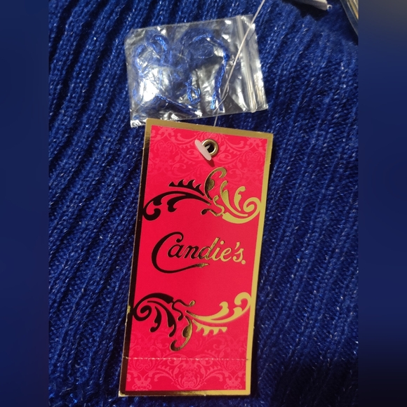 Candie's Sparkly Blue Cowl Neck Sweater M - Picture 9 of 10